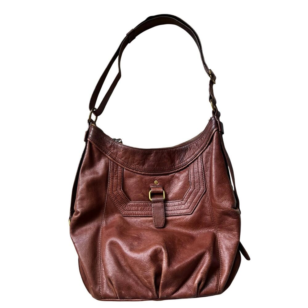 The Sak Brown Leather Hobo Crossbody Shoulder Bag Adjustable Strap Boho
